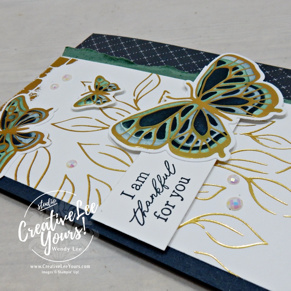 Close-up of metallic foiled butterflies highlighting the reflective finish created with the Hot Foil System.
