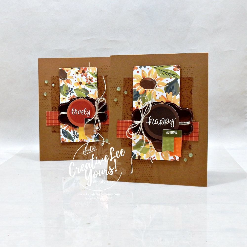 Easy sunflower card featuring Stampin' Up! Sunflower Fields Designer Series Paper and coordinating stickers