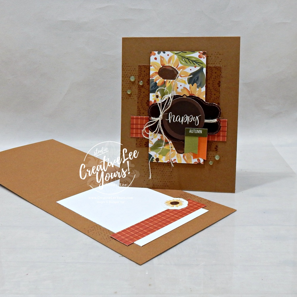 Handmade sunflower card created with Stampin' Up! Sunflower Fields patterned paper and coordinating stickers
