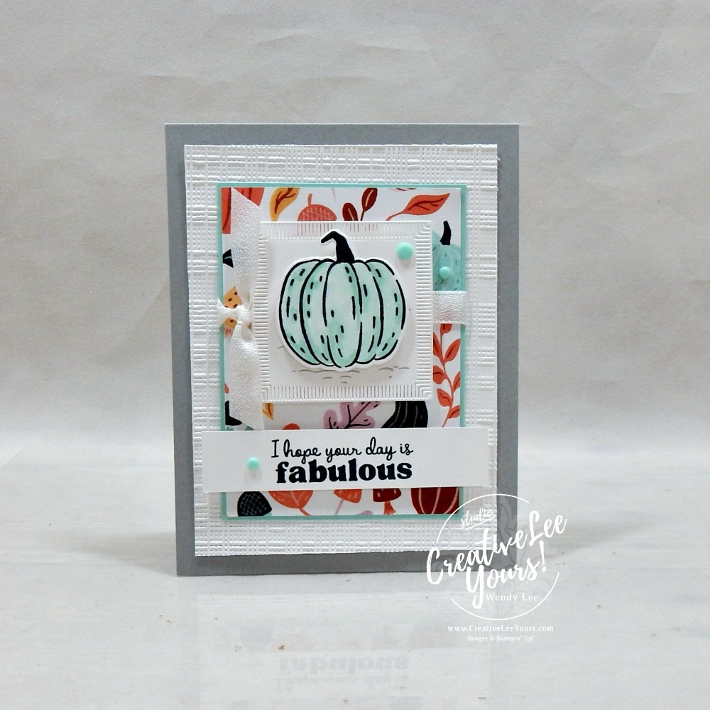 Easy fall pumpkin card with Pool Party pumpkin and Painted Patch Designer Series Paper