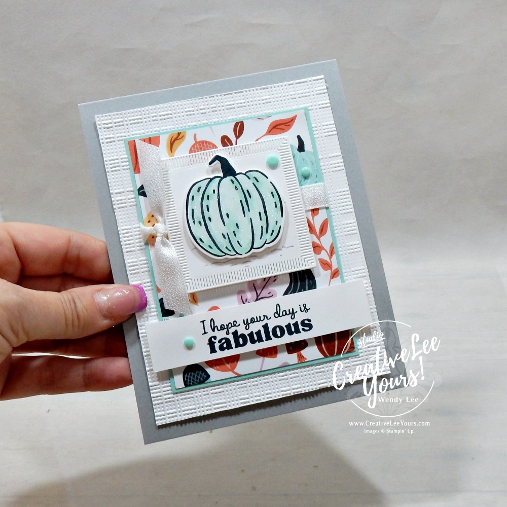Easy fall pumpkin card with Pool Party pumpkin and Painted Patch Designer Series Paper
