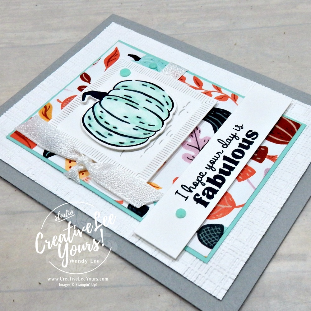 Easy fall pumpkin card with Pool Party pumpkin and Painted Patch Designer Series Paper