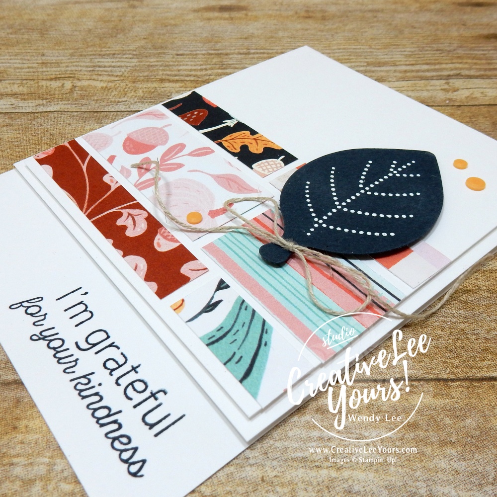 Painted Patch Designer Series Paper strips arranged in a staggered brick pattern on a handmade card
