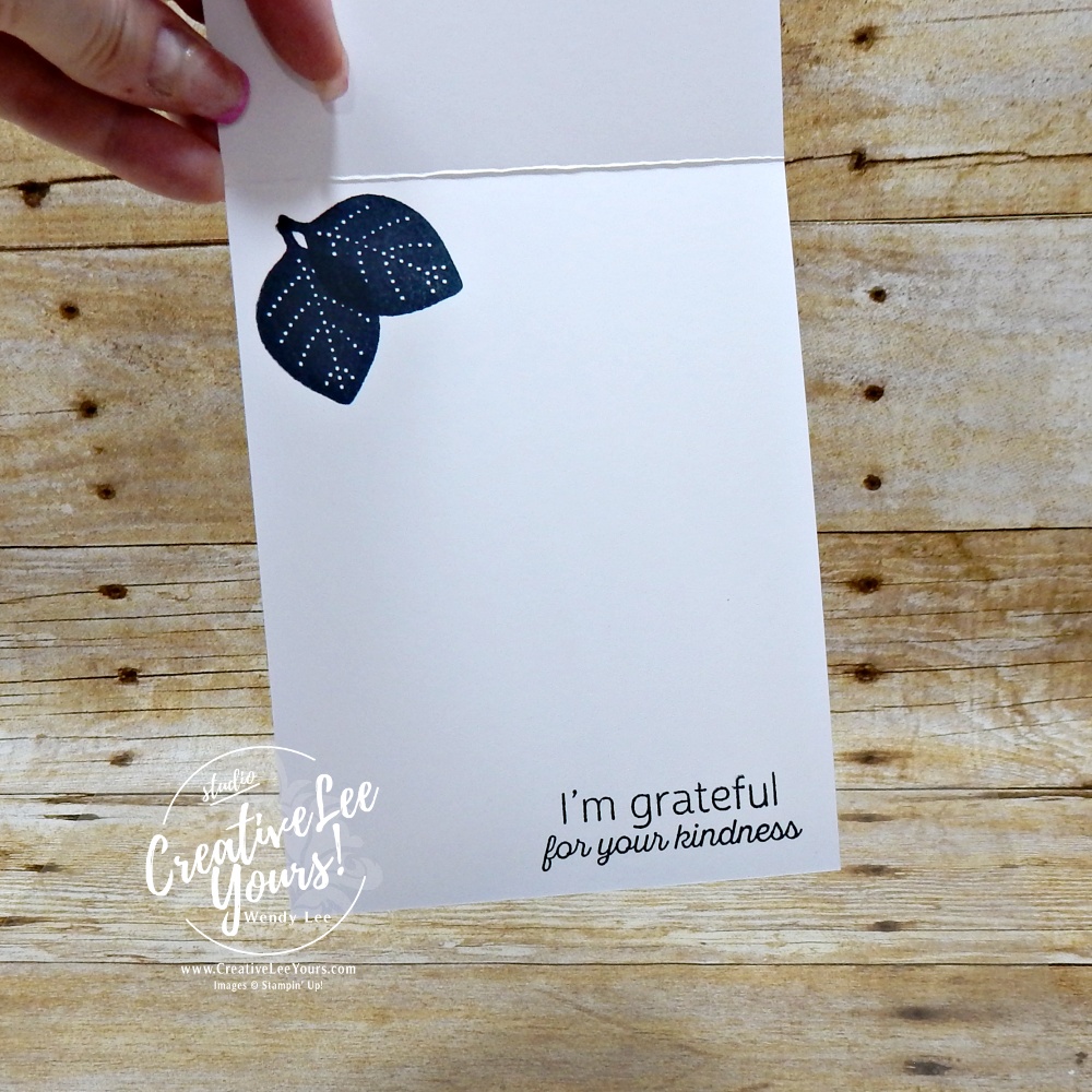 Easy fun fold card with shortened front revealing a stamped sentiment inside