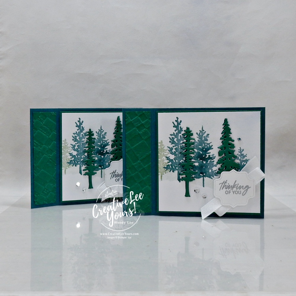 pinit Easy book binding fun fold card featuring Stampin' Up! Whispering Woods Designer Series Paper