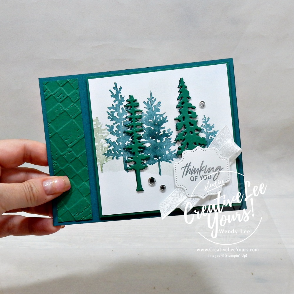 Easy book binding fun fold card featuring Stampin' Up! Whispering Woods Designer Series Paper