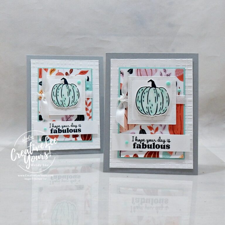 Easy fall pumpkin card with Pool Party pumpkin and Painted Patch Designer Series Paper