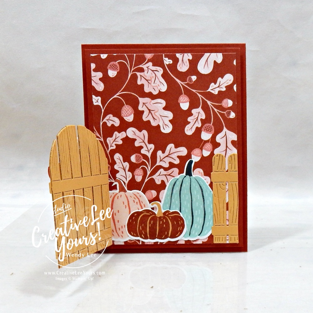 Interactive gate card opened to reveal pumpkins cut from Painted Patch Designer Series Paper