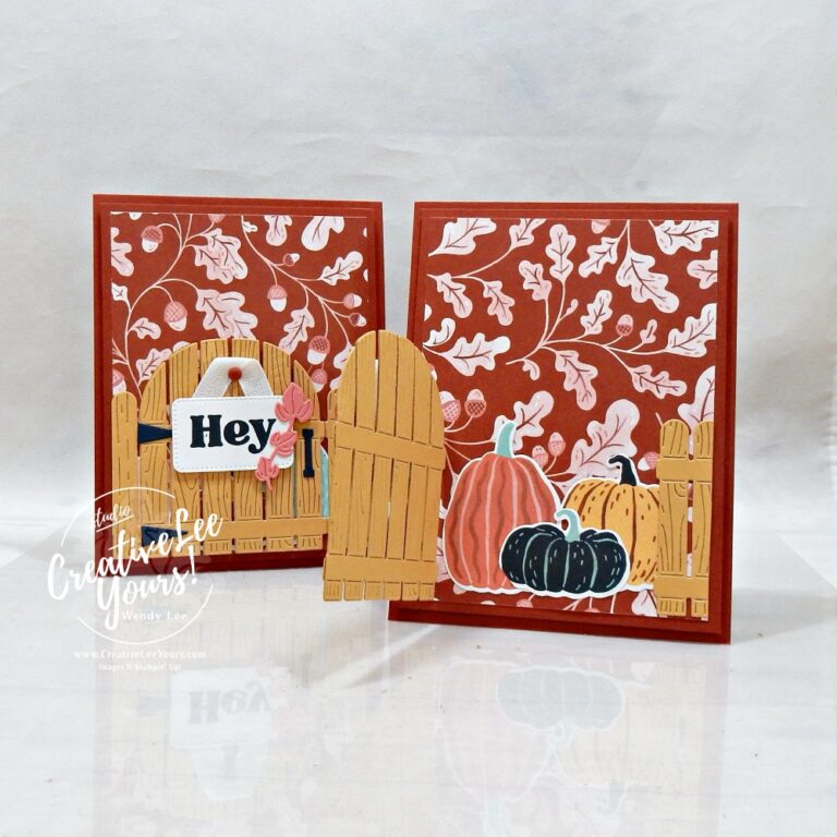 Handmade fall cards featuring Stampin' Up! Painted Patch Designer Series Paper and interactive gate design